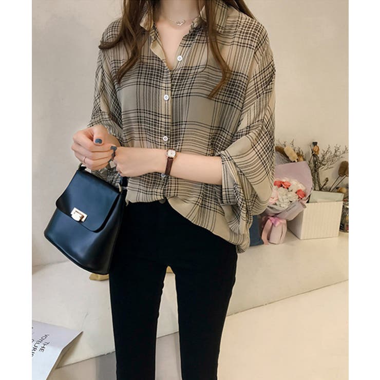 シアーチェックシャツ【SHOPLIST限定 新作 春 夏 秋 冬】 | SEU | 詳細画像3 