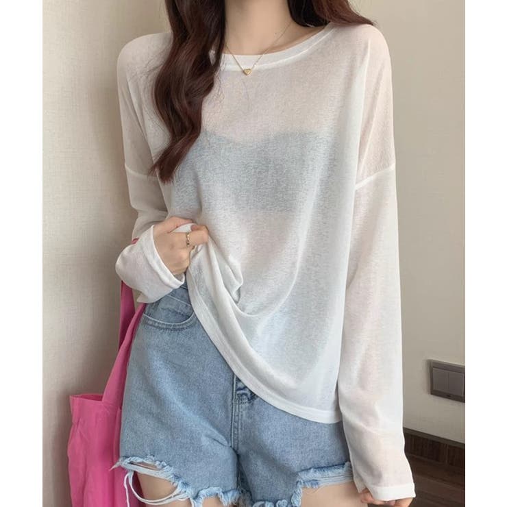 ホワイト | 【8色選べる】長袖シアートップス 日焼け対策 冷房対策【SHOPLIST限定 | SEU