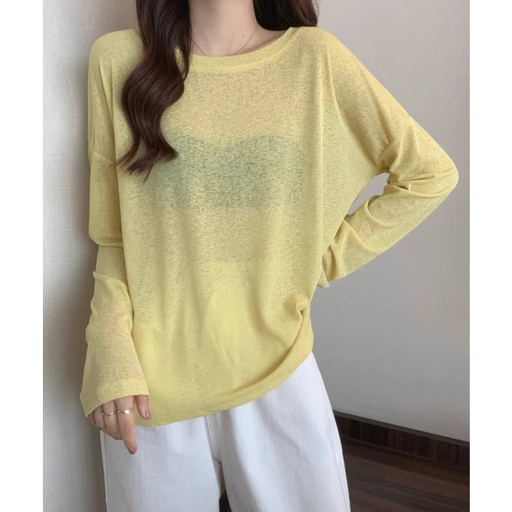 イエロー | 【8色選べる】長袖シアートップス 日焼け対策 冷房対策【SHOPLIST限定 | SEU