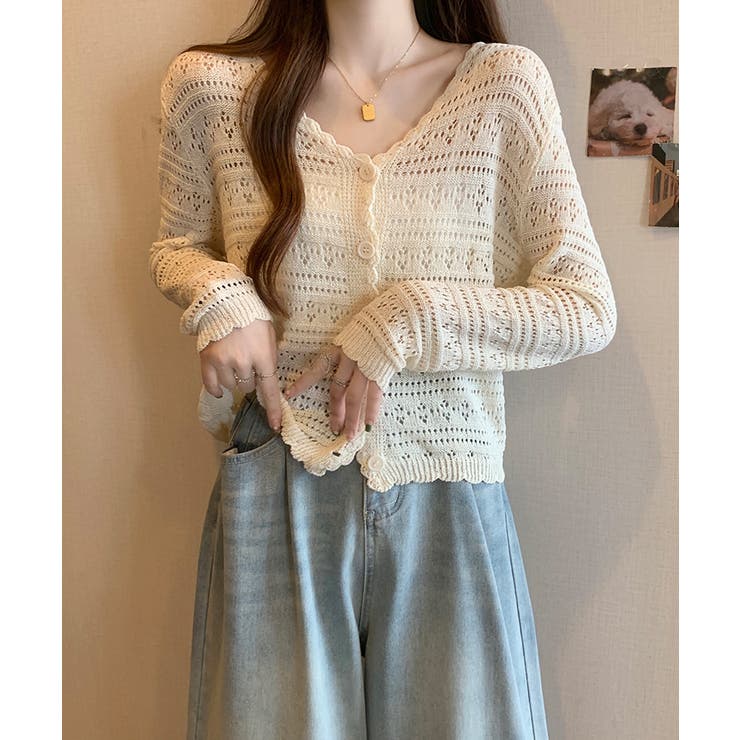 透かし編み Vネック ニットカーディガン【SHOPLIST限定 | SEU | 詳細画像35 