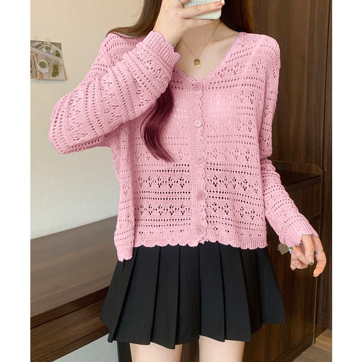 透かし編み Vネック ニットカーディガン【SHOPLIST限定 | SEU | 詳細画像30 