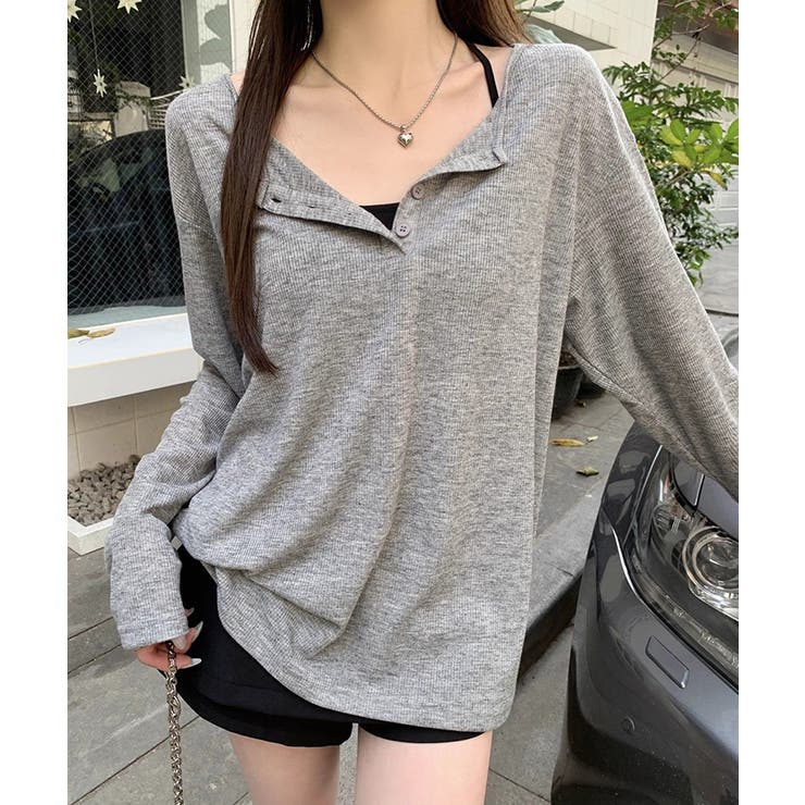 グレー | ヘンリーネックルーズロンT【SHOPLIST限定 新作 春 夏 秋】 | SEU