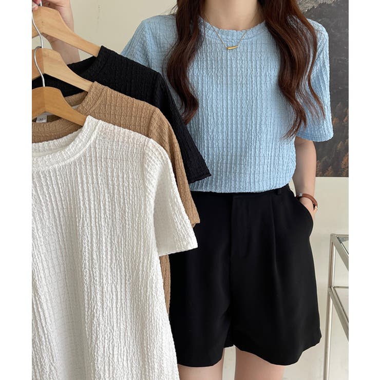 ぽこぽこ素材の涼感シアサッカー風 半袖トップス【SHOPLIST限定 新作 | SEU | 詳細画像21 