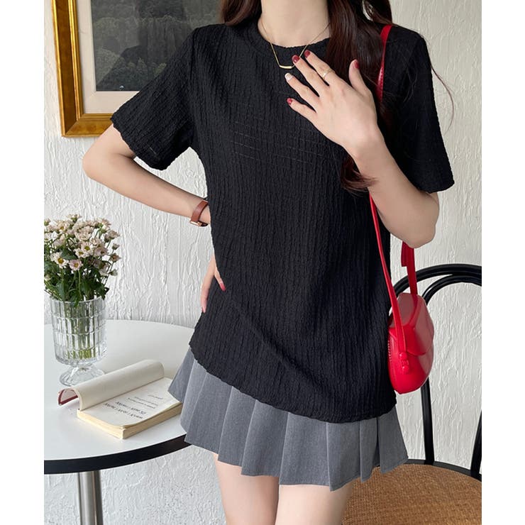 ぽこぽこ素材の涼感シアサッカー風 半袖トップス【SHOPLIST限定 新作 | SEU | 詳細画像8 