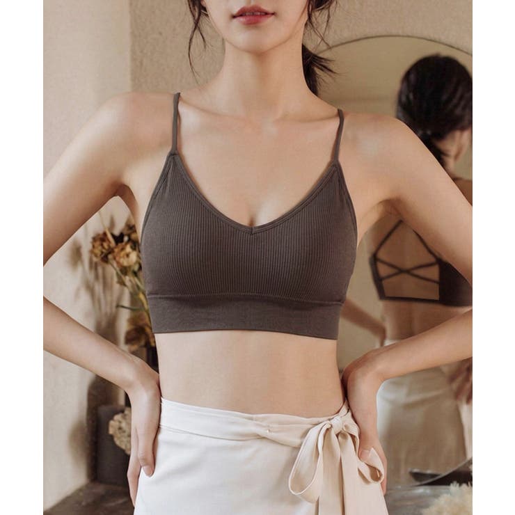 チャコール | バッククロスカップ付きブラトップ | SAISON DE PAPILLON 