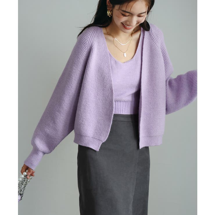 カーディガン・タンクトップニットアンサンブル[品番：DSSW0002025