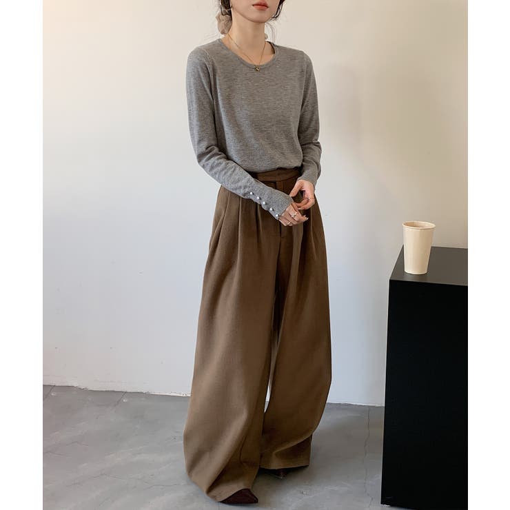 パールボタン付きクルーネックニットプルオーバー | SAISON DE PAPILLON  | 詳細画像16 