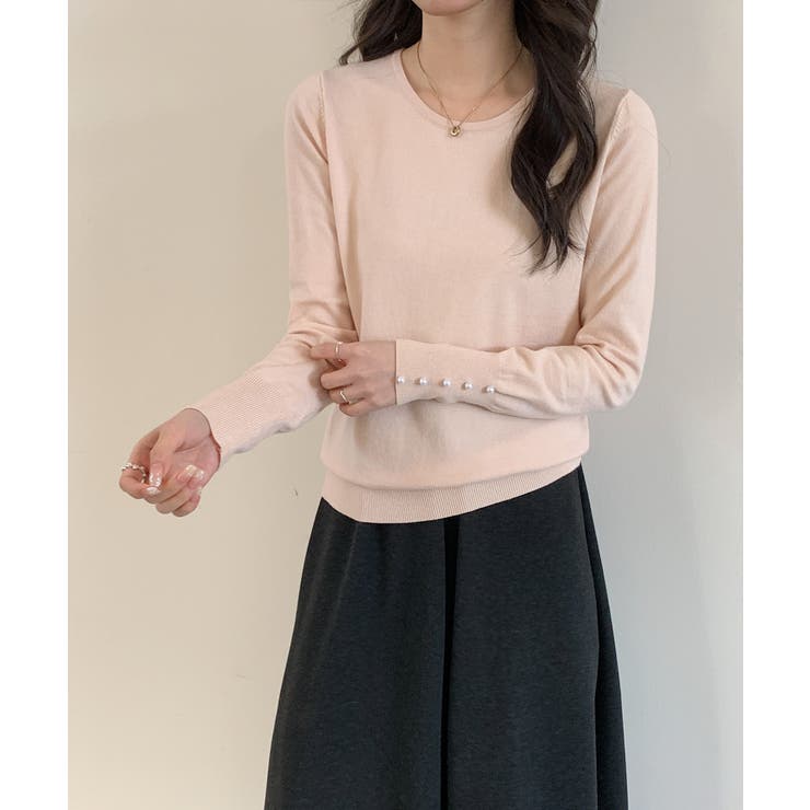 パールボタン付きクルーネックニットプルオーバー | SAISON DE PAPILLON  | 詳細画像20 