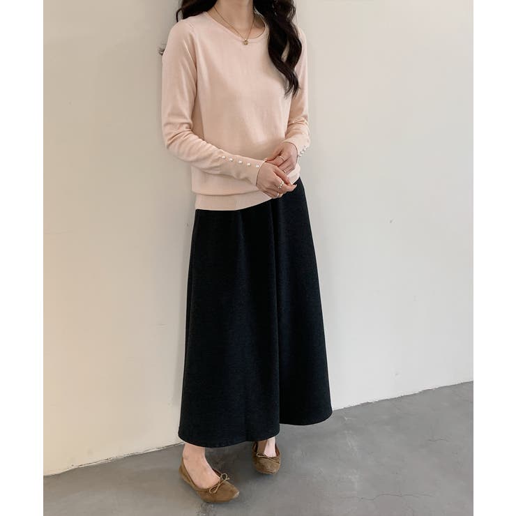 パールボタン付きクルーネックニットプルオーバー | SAISON DE PAPILLON  | 詳細画像23 