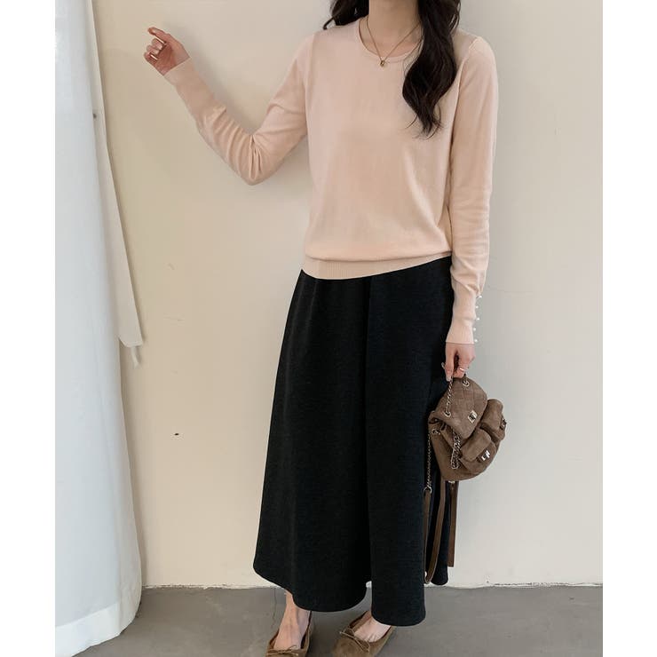 パールボタン付きクルーネックニットプルオーバー | SAISON DE PAPILLON  | 詳細画像24 