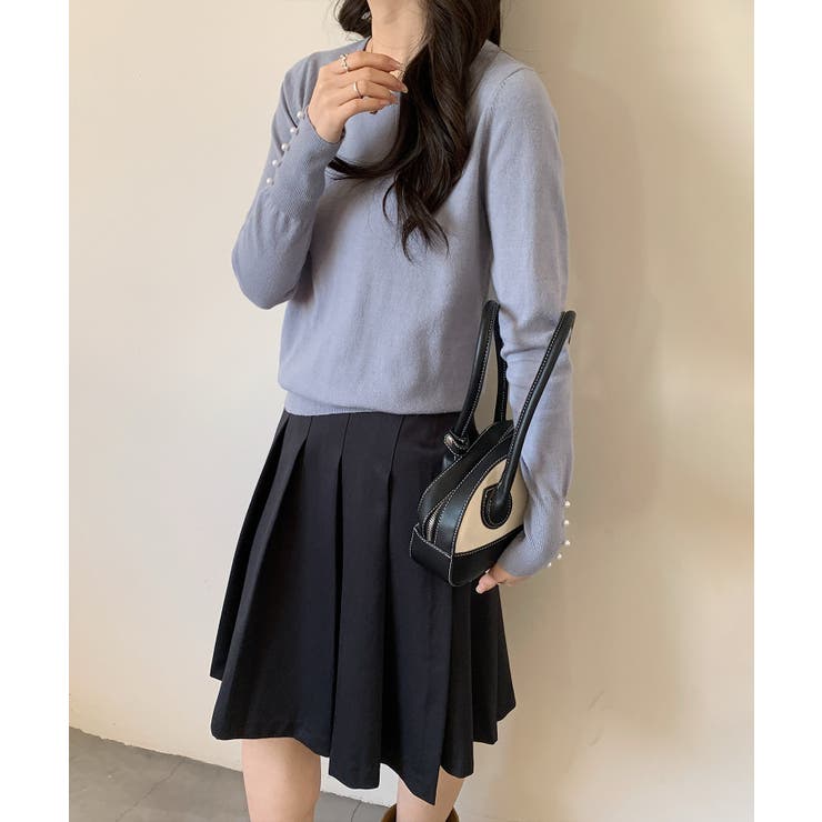 パールボタン付きクルーネックニットプルオーバー | SAISON DE PAPILLON  | 詳細画像10 