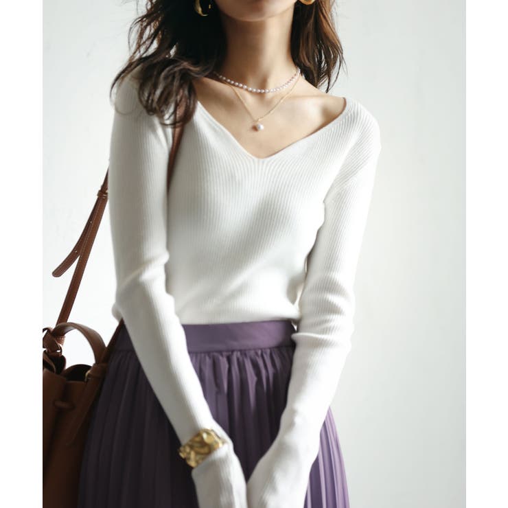 Vネックニットプルオーバー[品番：DSSW0002018]｜SAISON DE PAPILLON