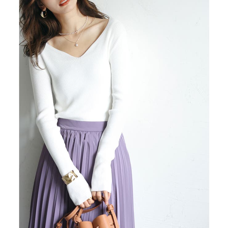 Vネックニットプルオーバー[品番：DSSW0002018]｜SAISON DE PAPILLON