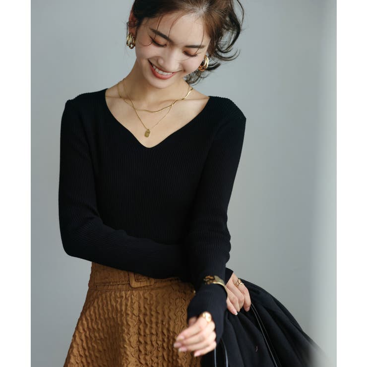 Vネックニットプルオーバー[品番：DSSW0002018]｜SAISON DE PAPILLON