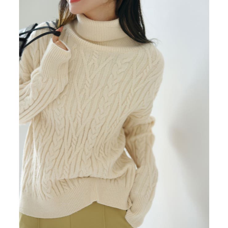 OTONA トップス ニット レディース アイボリー タートルネック