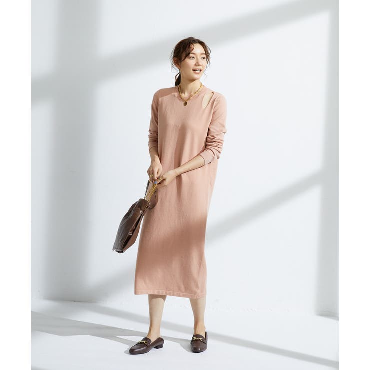 ショルダースリットニットワンピース[品番:DSSW0001912 ショルダースリットニットワンピース[品番:DSSW0001912