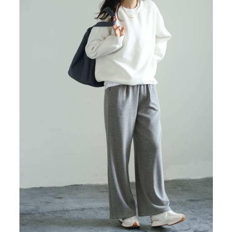 2色 スウェットパンツ ワイドレッグ 裏起毛 ルーズ スポーティ 裏起毛スウェットワイドパンツ[品番：DSSW0002024]｜SAISON DE