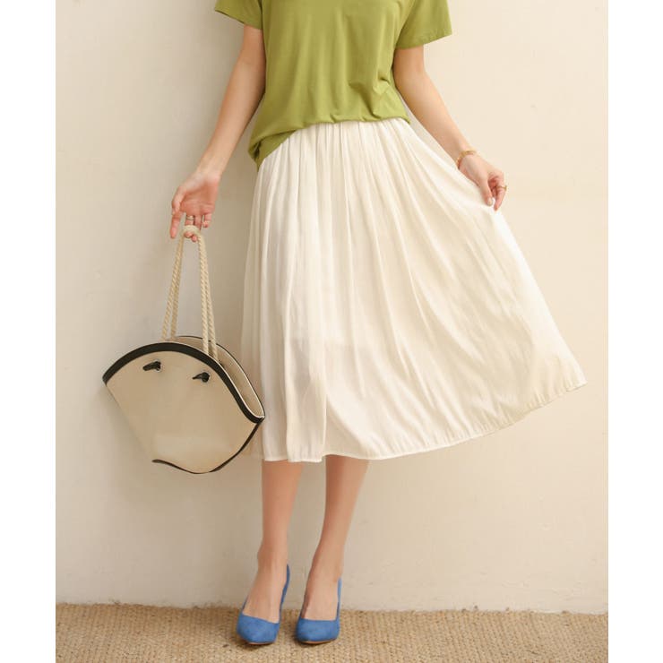 スカート ギャザー 【SALE／70%OFF】 付与 大きいサイズ ひざ丈スカート