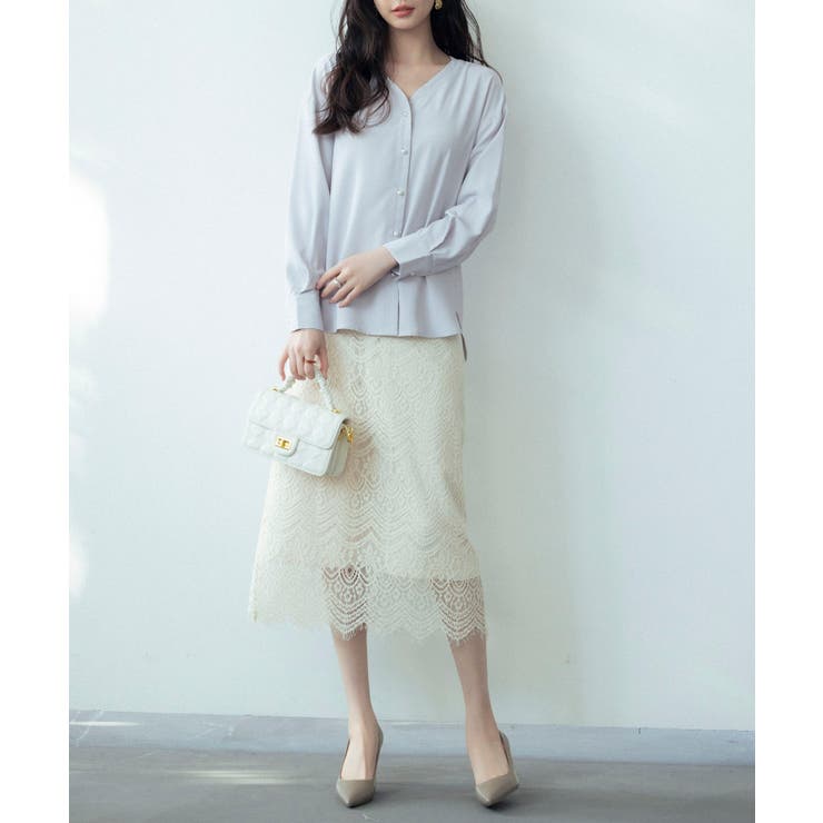 バックVネックシフォンブラウス | SAISON DE PAPILLON  | 詳細画像8 