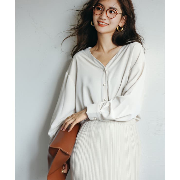 アイボリー | バックVネックシフォンブラウス | SAISON DE PAPILLON 