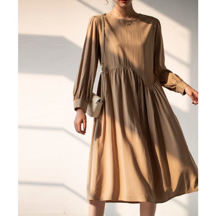 Aラインスモックワンピース ハイウエスト ゆったり | SEU | 詳細画像22 