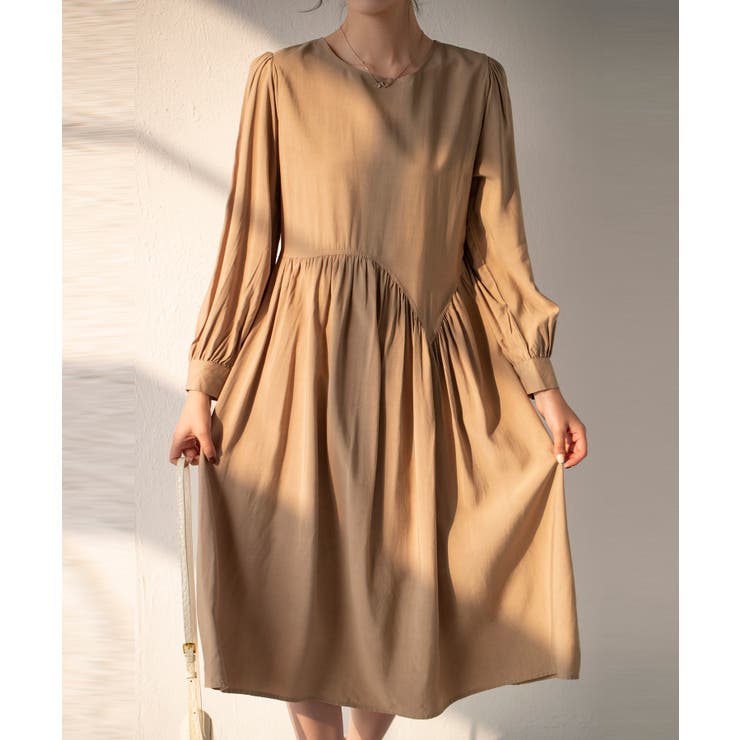 Aラインスモックワンピース ハイウエスト ゆったり | SEU | 詳細画像16 