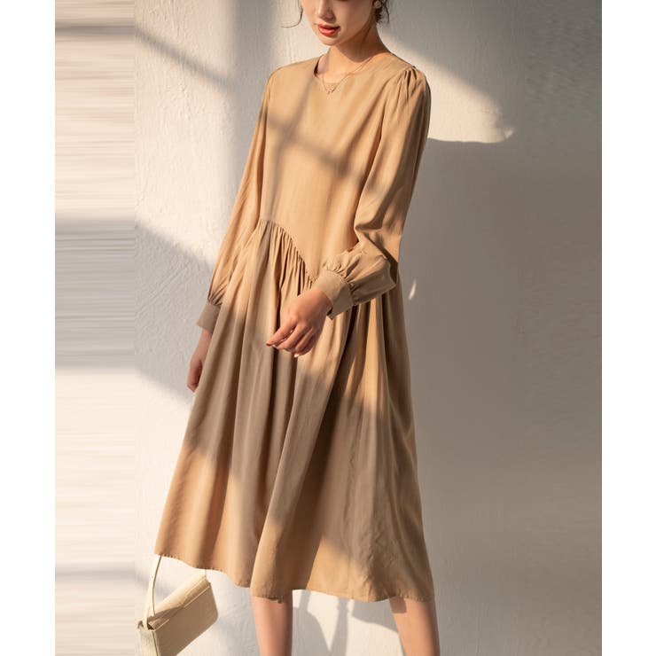 Aラインスモックワンピース ハイウエスト ゆったり | SEU | 詳細画像17 