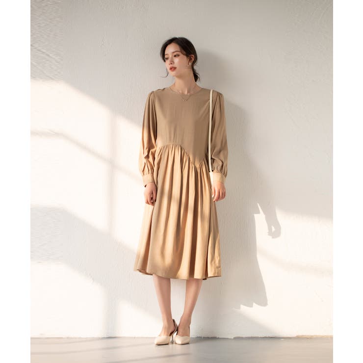 Aラインスモックワンピース ハイウエスト ゆったり | SEU | 詳細画像19 