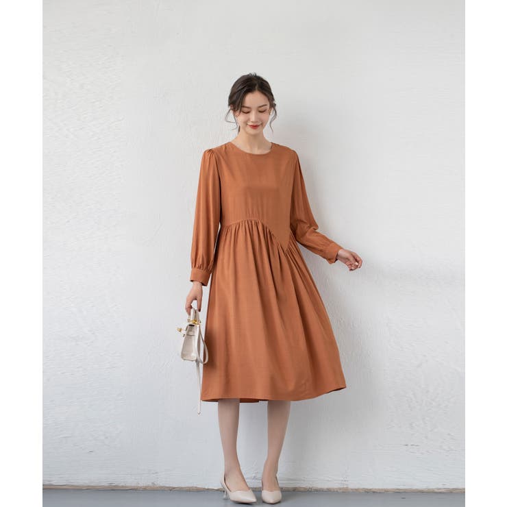 Aラインスモックワンピース ハイウエスト ゆったり | SEU | 詳細画像5 