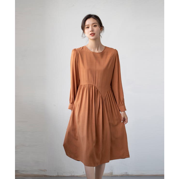 Aラインスモックワンピース ハイウエスト ゆったり | SEU | 詳細画像6 