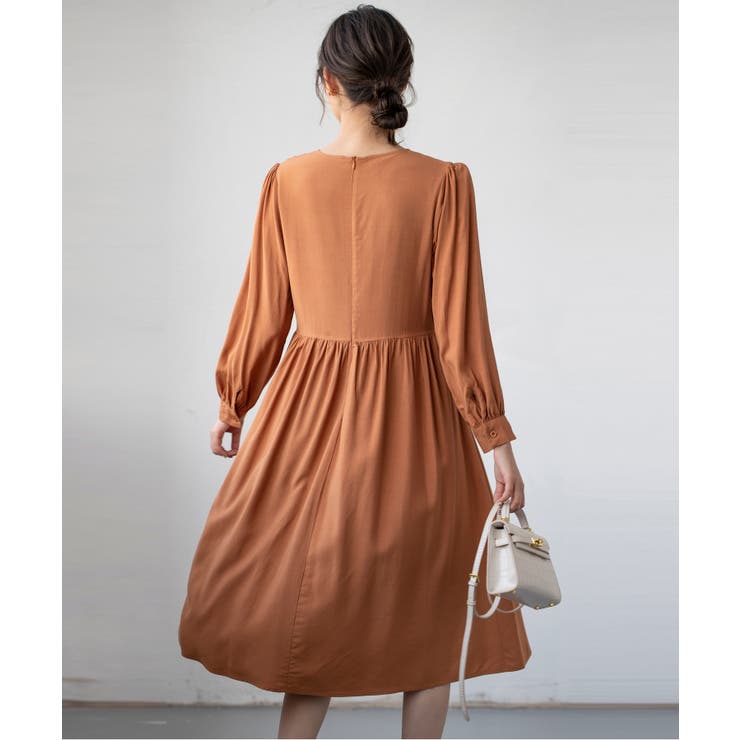 Aラインスモックワンピース ハイウエスト ゆったり | SEU | 詳細画像4 