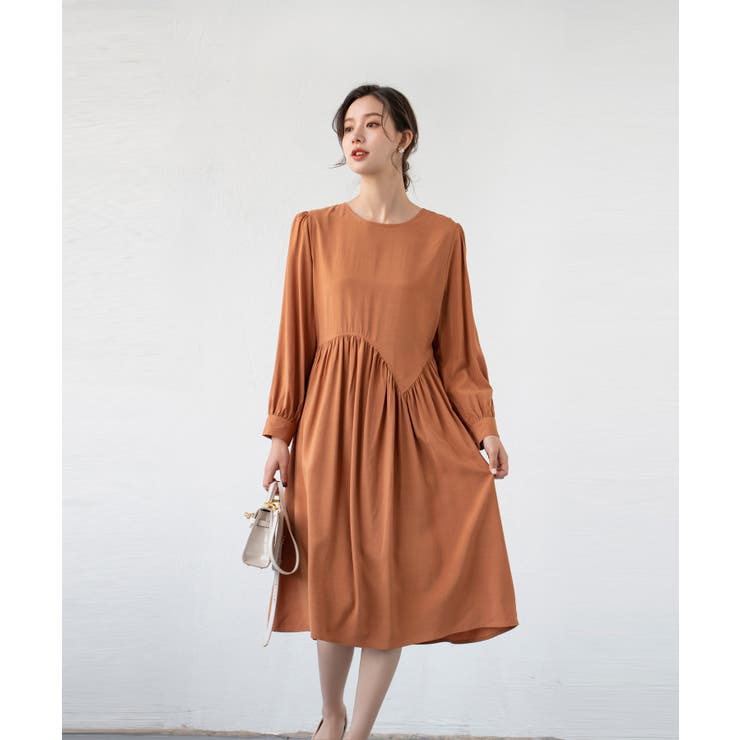 Aラインスモックワンピース ハイウエスト ゆったり | SEU | 詳細画像10 