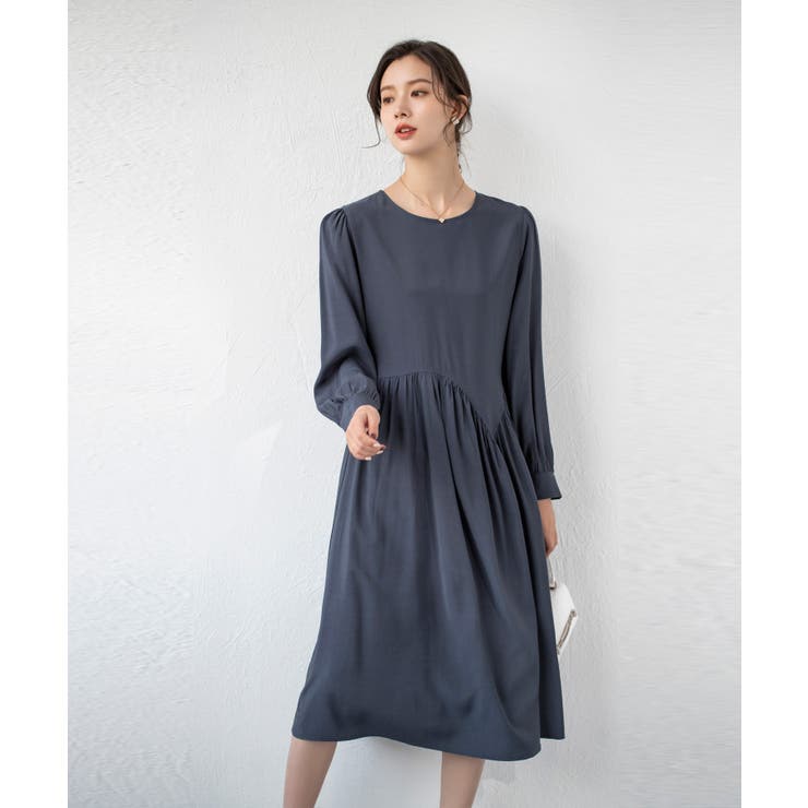 Aラインスモックワンピース ハイウエスト ゆったり | SEU | 詳細画像34 