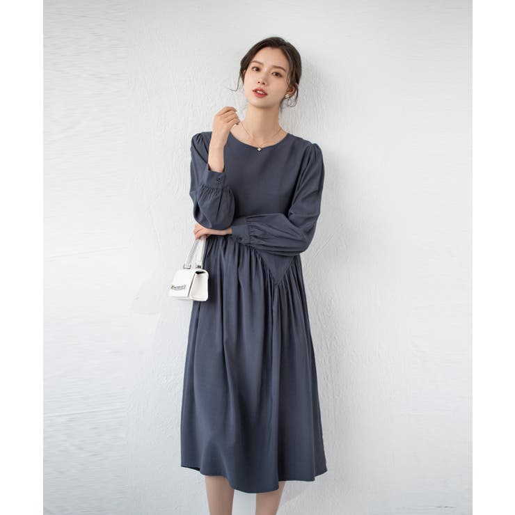 Aラインスモックワンピース ハイウエスト ゆったり | SEU | 詳細画像35 