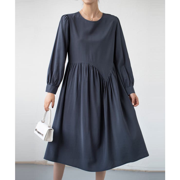 Aラインスモックワンピース ハイウエスト ゆったり | SEU | 詳細画像30 