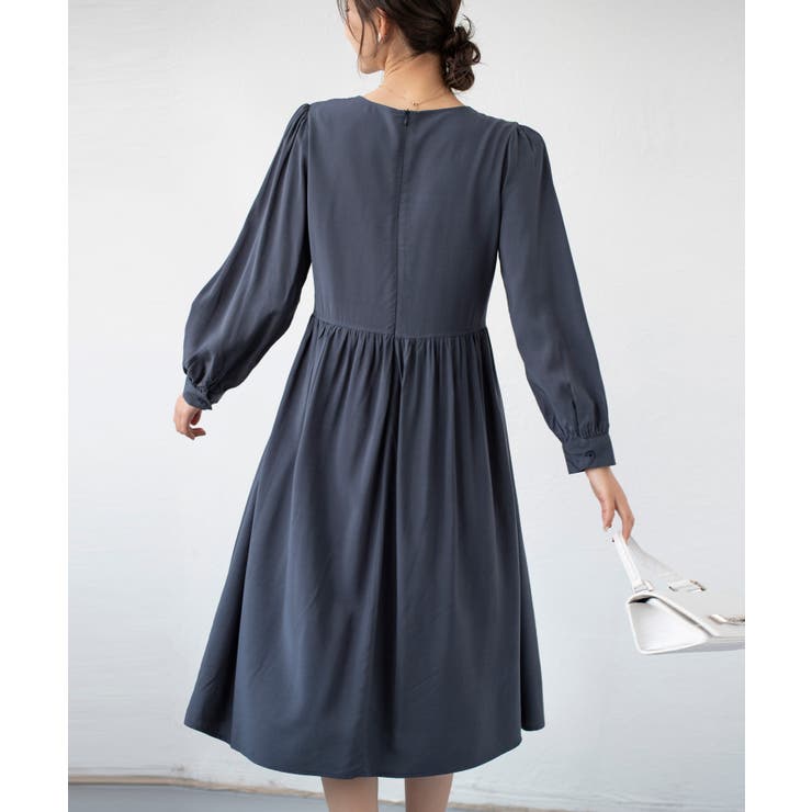 Aラインスモックワンピース ハイウエスト ゆったり | SEU | 詳細画像31 