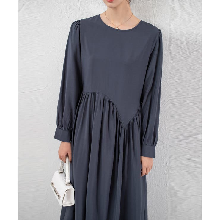 Aラインスモックワンピース ハイウエスト ゆったり | SEU | 詳細画像33 