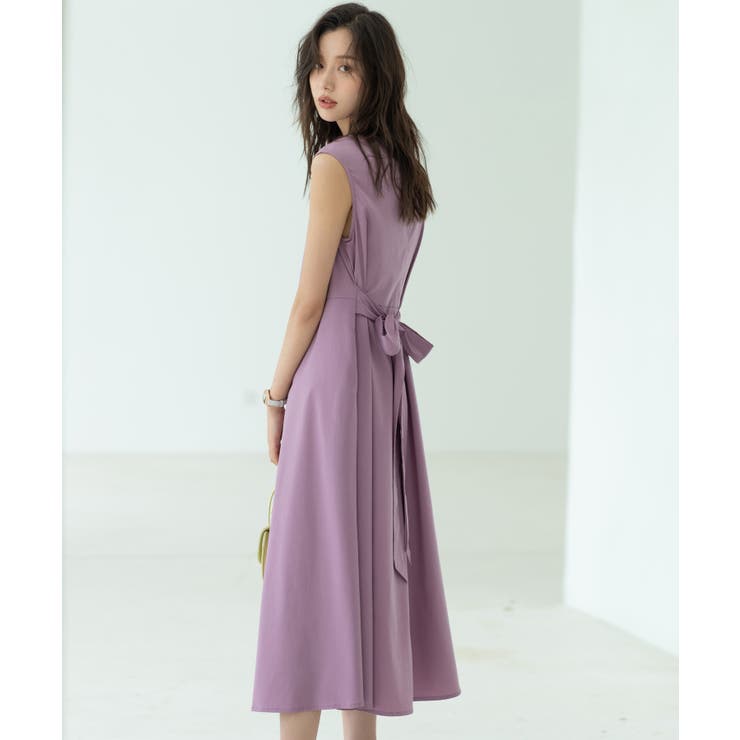 スキッパーネックAラインワンピース 春夏 ハイウエスト[品番