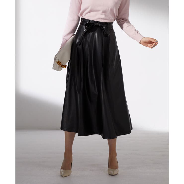 フェイクレザーAラインフレアスカート | SAISON DE PAPILLON  | 詳細画像2