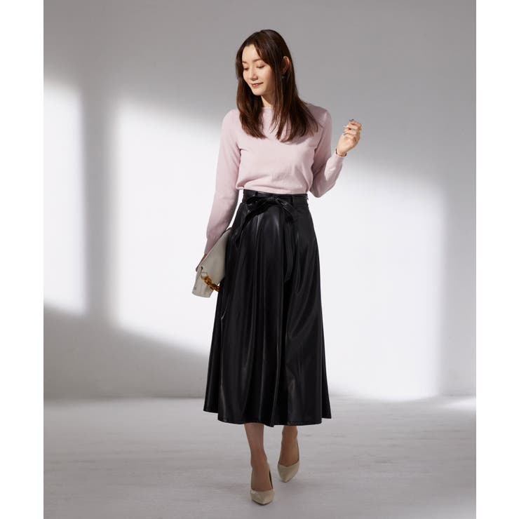 フェイクレザーAラインフレアスカート | SAISON DE PAPILLON  | 詳細画像3
