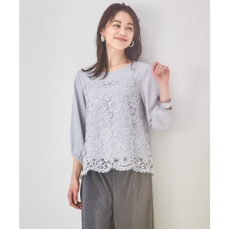 レース7分袖トップス＆スラックスセットアップ パンツスタイル  大きいサイズ[品番：DSSW0000356]｜DRESS+（ドレスプラス）のレディースファッション通販｜SHOPLIST（ショップリスト）