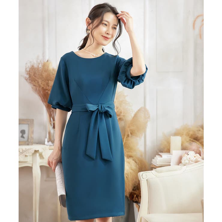 ふんわりバルーンスリーブ＆ウエストリボン付きワンピース | DRESS+ | 詳細画像19 