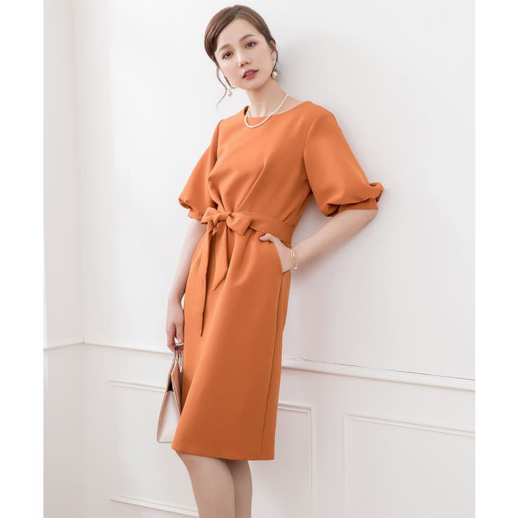 ふんわりバルーンスリーブ＆ウエストリボン付きワンピース | DRESS+ | 詳細画像29 