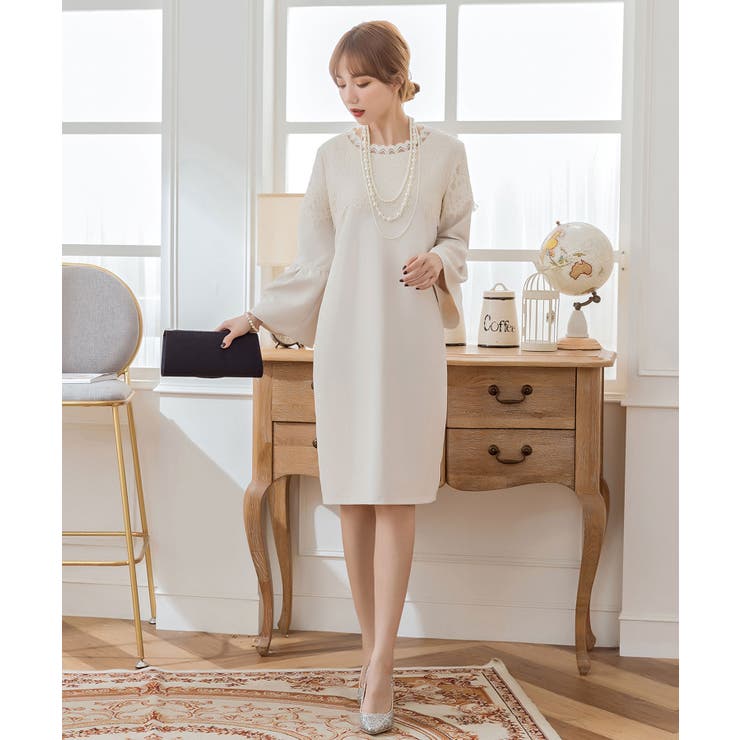 胸元レースデザインパーティードレス・結婚式ワンピース | DRESS+ | 詳細画像11 