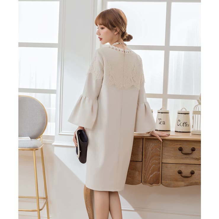 胸元レースデザインパーティードレス・結婚式ワンピース | DRESS+ | 詳細画像13 