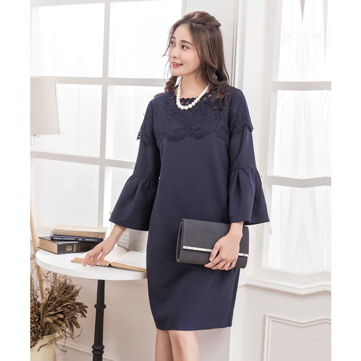 胸元レースデザインパーティードレス・結婚式ワンピース | DRESS+ | 詳細画像14 