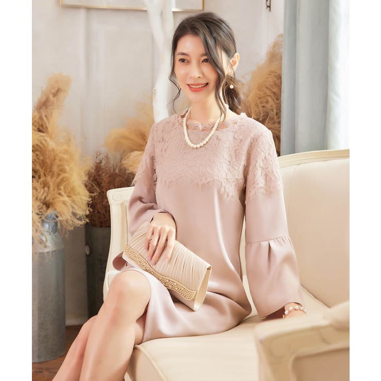 胸元レースデザインパーティードレス・結婚式ワンピース | DRESS+ | 詳細画像19 