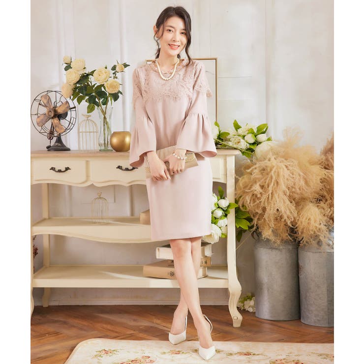 胸元レースデザインパーティードレス・結婚式ワンピース | DRESS+ | 詳細画像21 