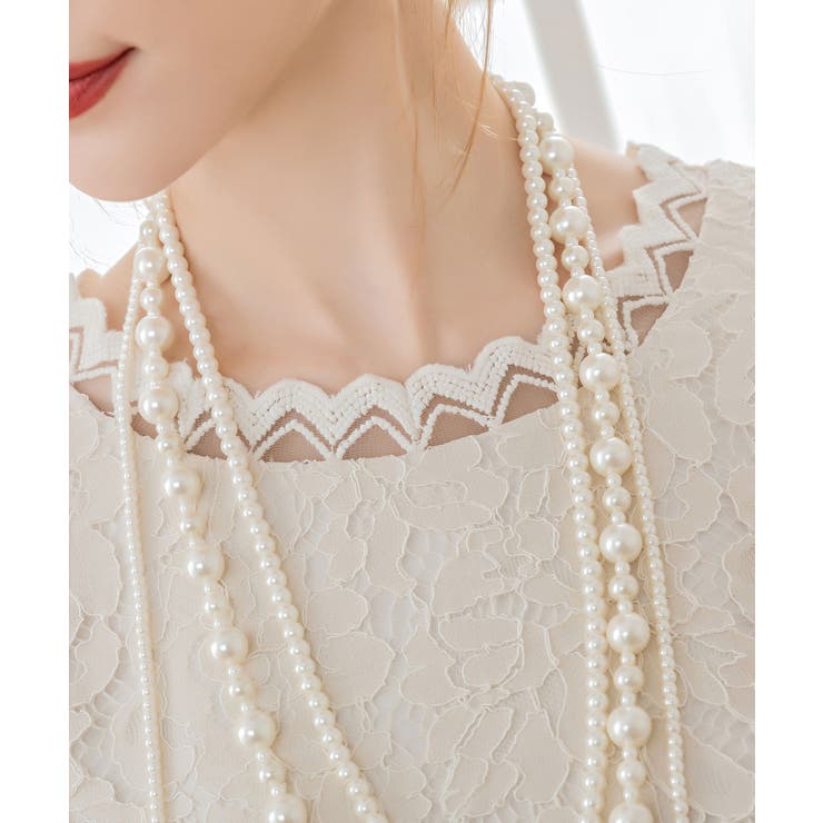 胸元レースデザインパーティードレス・結婚式ワンピース | DRESS+ | 詳細画像24 