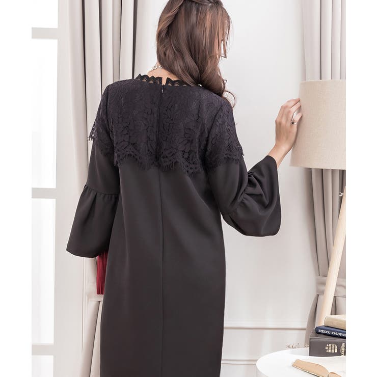 胸元レースデザインパーティードレス・結婚式ワンピース | DRESS+ | 詳細画像5 